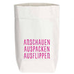 Geschenktüte aus Papier weiß, von 17;30 Hamburg, ANSCHAUEN, AUSPACKEN, AUSFLIPPEN