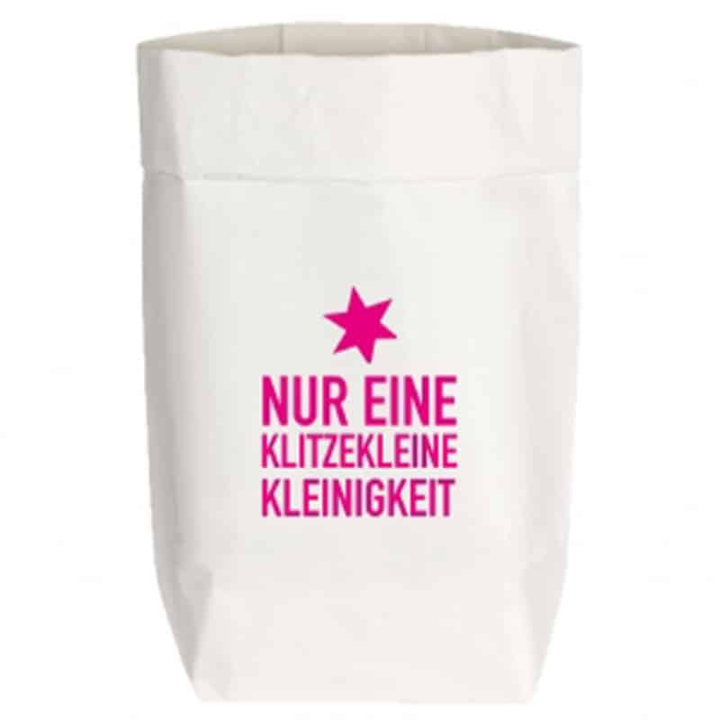 Geschenktüte aus Papier weiß, von 17;30 Hamburg, NUR EINE KLITZEKLEINE KLEINIGKEIT