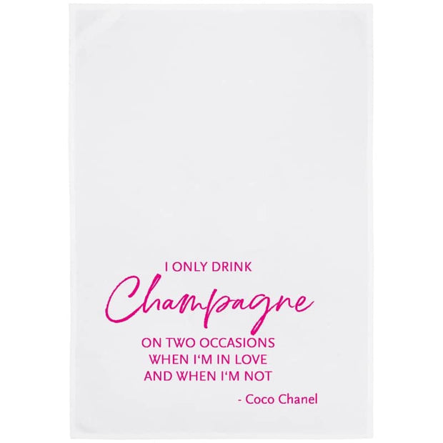 Geschirrtuch 'I only drink champagne...' weiß