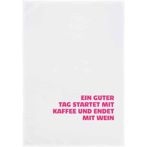 Geschirrtuch mit Spruch "ein guter Tag startet mit Kaffee und endet mit Wein" 100% Baumwolle, 70x50 cm von 17;30 Hamburg
