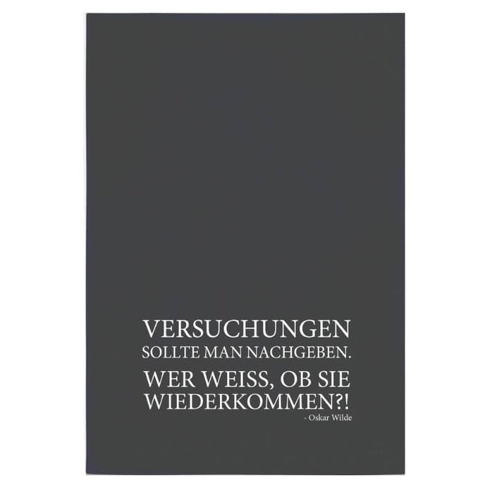 Geschirrtuch mit Spruch 'Versuchungen sollte man nachgeben", grau, Baumwolle