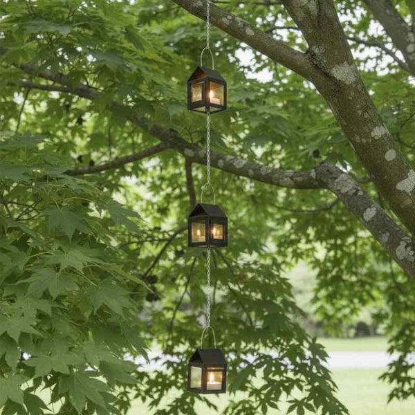 3er Laternenkette 12 cm schwarz