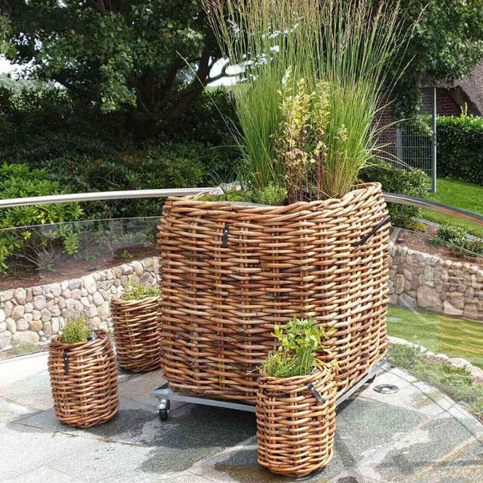 Großer Rattankorb quadratisch in den Maßen 82x82cm und der Höhe 90cm von A2 Living Mammut Low