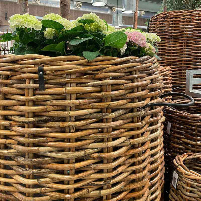 Großer Rattankorb rund in den Maßen Durchmesser 90 cm und der Höhe 85 cm von A2 Living Mammut Low