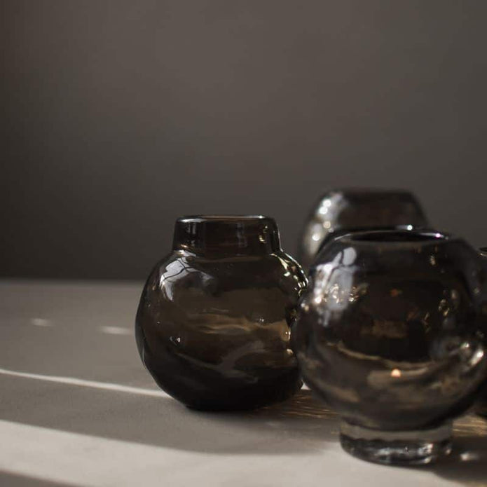 Braune Windlichter und Vase Bunch aus Glas von DBKD