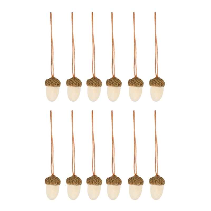 Eicheln aus Holz 12er Set, zur Dekoration an Ästen und in Schalen 