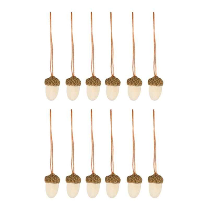 Eicheln aus Holz 12er Set, zur Dekoration an Ästen und in Schalen 