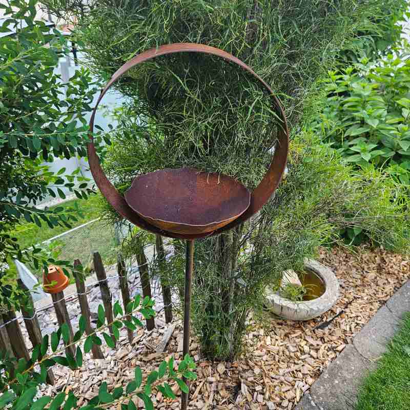 Gartenring Rust mit Schale 35 cm  aus Cortenstahl