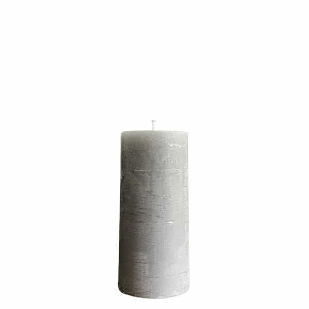 Kerze 7x15cm steel grey