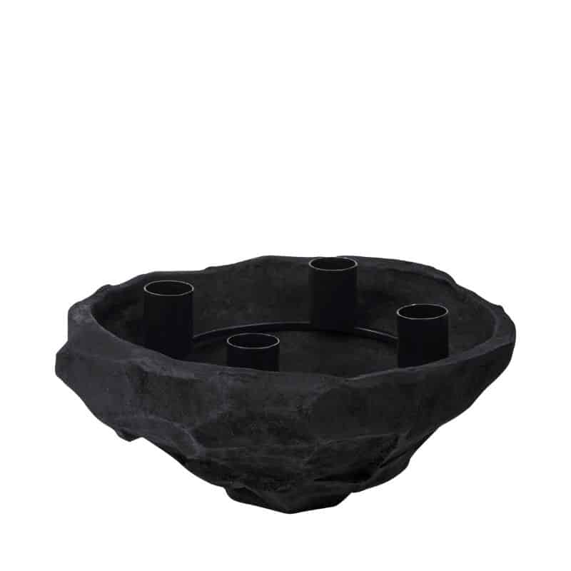 Schwarzer Kerzenhalter oder Kerzenschale Nuki