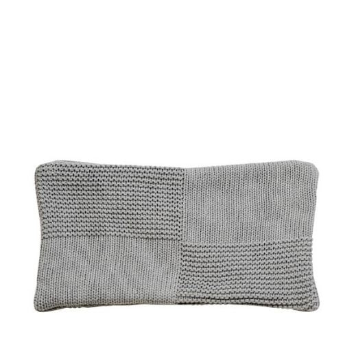 Kissenhuelle hellgrau 30x50 cm mit schöner Strickoptik