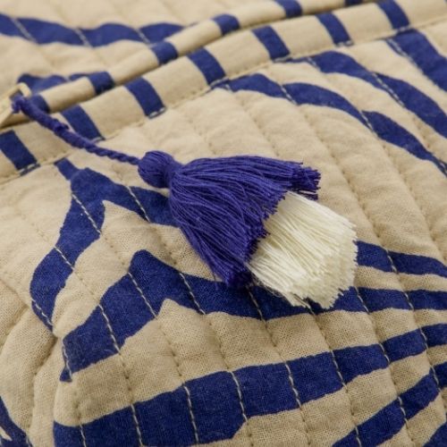 Kulturtasche CARE 3er Set Blau aus Baumwolle, mit Reißverschluss und Quaste