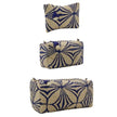 Kulturtasche CARE 3er Set Blau aus Baumwolle, mit Reißverschluss und Quaste