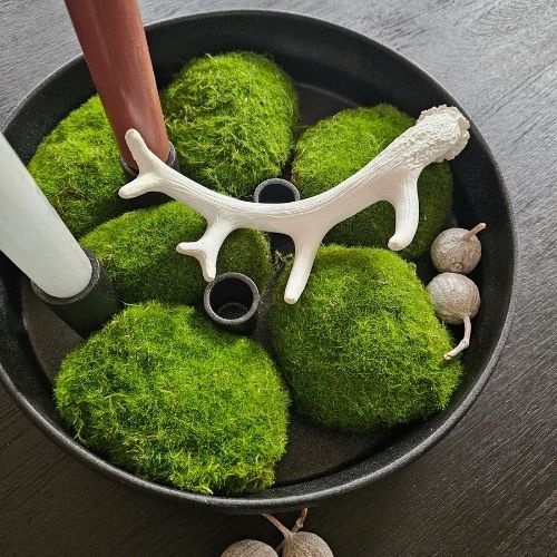 Moos Steine 6er Set, zum Dekorieren von Tabletts und Schalen, lange halbar