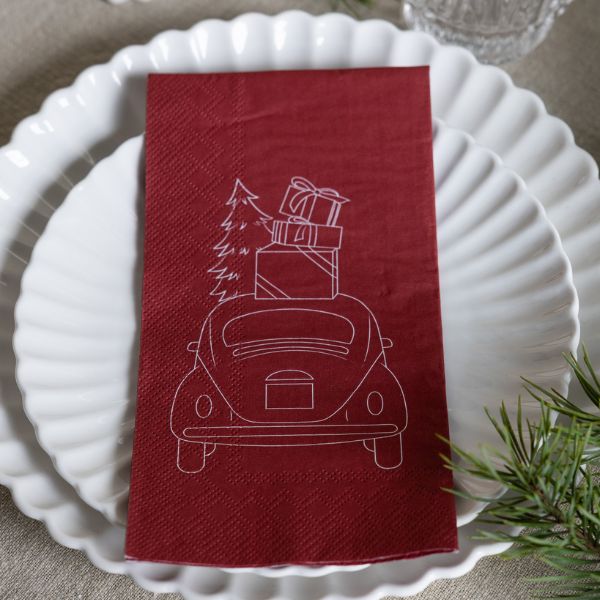 rote Papierservietten Julbil von Storefactory mit Weihnachtsmotiv, 11x21 cm 