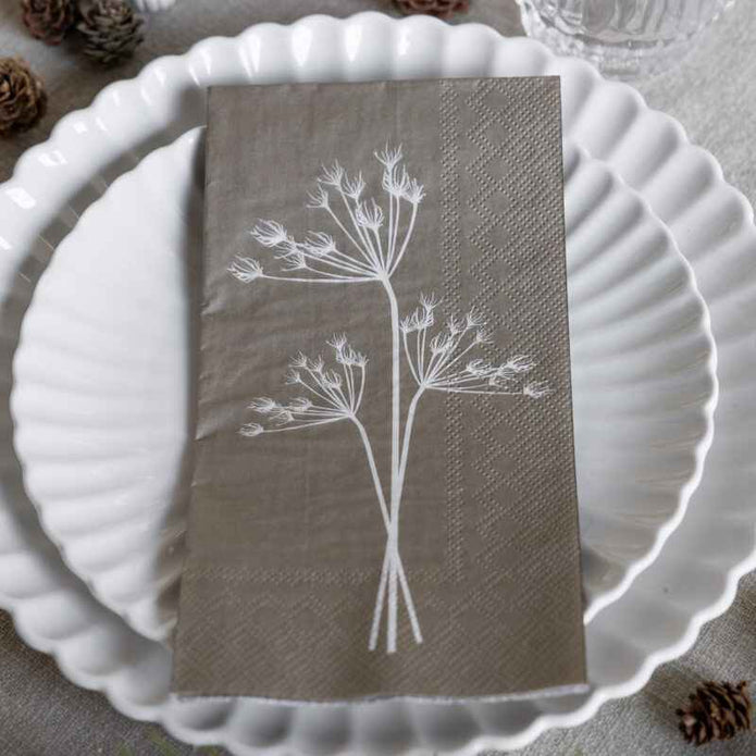 Papierservietten Kvistar beige mit Blumenmotiv