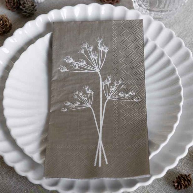 Papierservietten Kvistar beige mit Blumenmotiv
