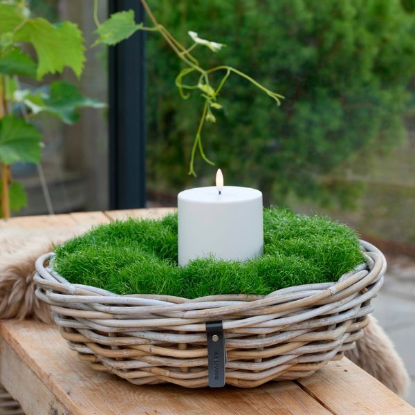 Rattan-Schale Kubu rund 40 cm mit Loch, zum Bepflanzen und Dekorieren, für Indoor und Outdoor