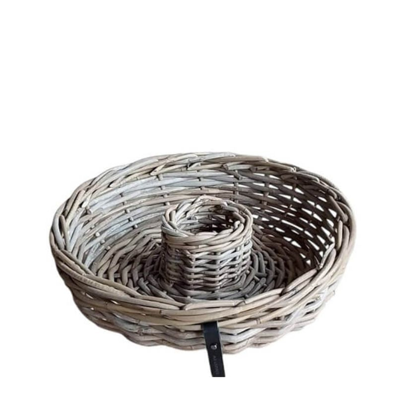 Rattan-Schale Kubu rund 40 cm mit Loch, zum Bepflanzen und Dekorieren, für Indoor und Outdoor