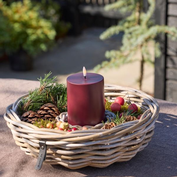 Rattan-Schale Kubu rund 40 cm mit Loch, zum Bepflanzen und Dekorieren, für Indoor und Outdoor