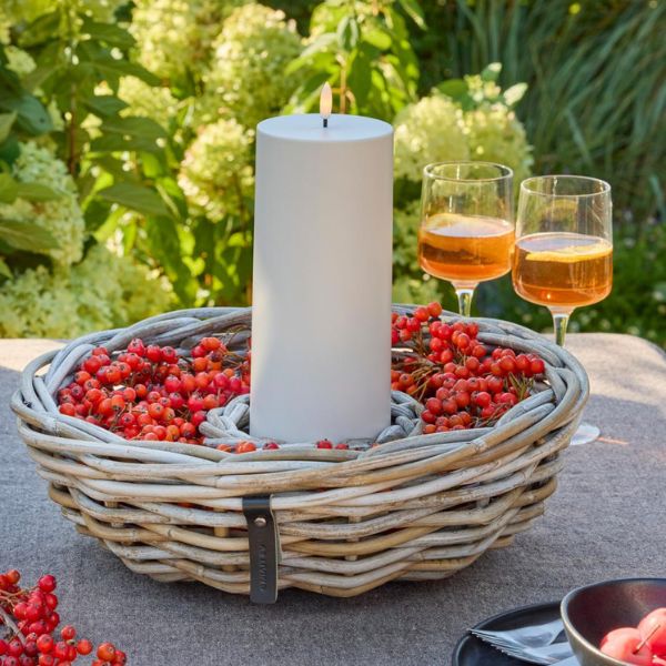 Rattan-Schale Kubu rund 40 cm mit Loch, zum Bepflanzen und Dekorieren, für Indoor und Outdoor