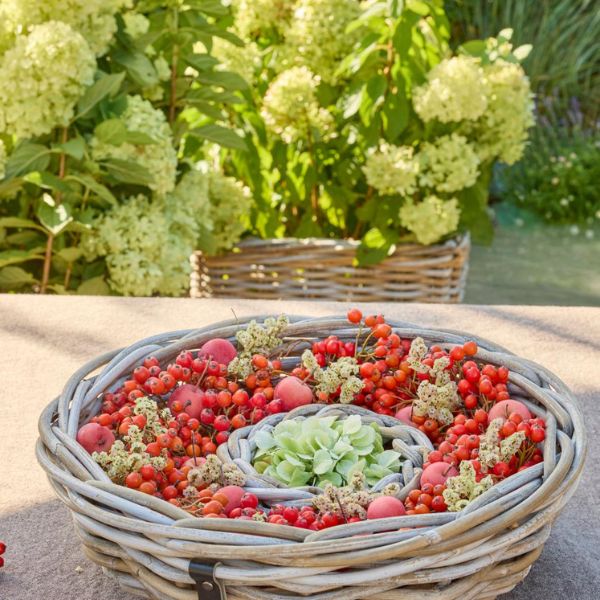 Rattan-Schale Kubu rund 40 cm mit Loch, zum Bepflanzen und Dekorieren, für Indoor und Outdoor