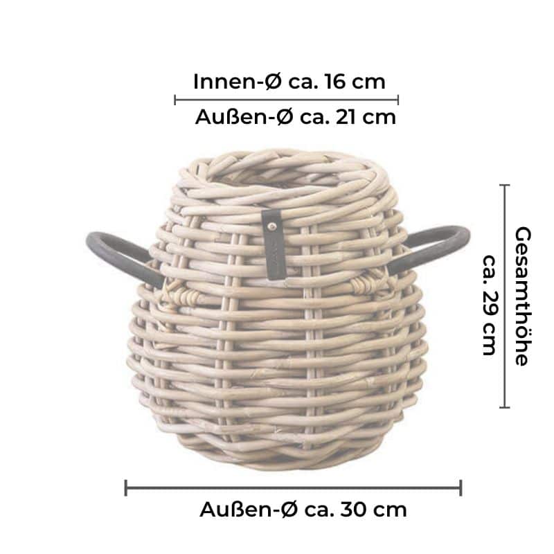 Rattankorb Pear 29 x 30cm in Birnenform aus Kubu-Rattan A2 Living