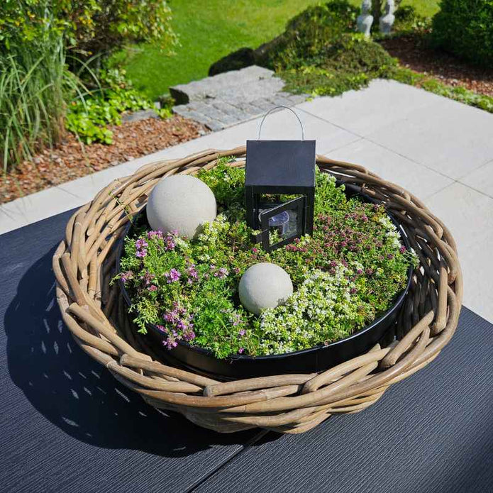 Große, runde Rattanschale mit Ø 45 cm