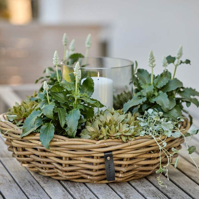 Große, runde Rattanschale mit Ø 45 cm