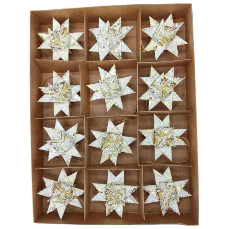 Sternanhänger aus Papier weiß 10 cm , zum Aufhängen am Weihnachtsbaum und an Ästen 