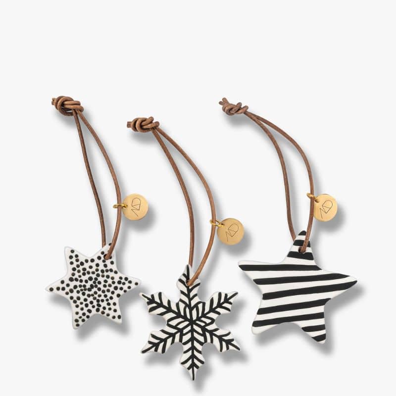 Weihnachtsbaumschmuck Star aus Porzellan 3er Set