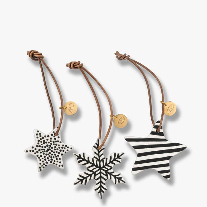 Weihnachtsbaumschmuck Star aus Porzellan 3er Set