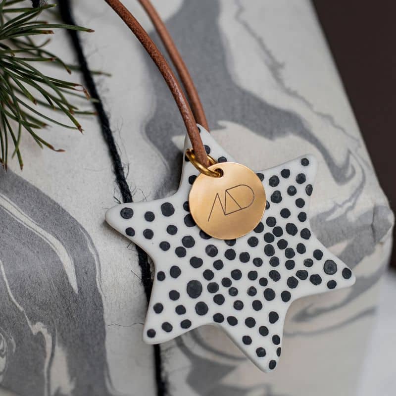 Weihnachtsbaumschmuck Star aus Porzellan 3er Set