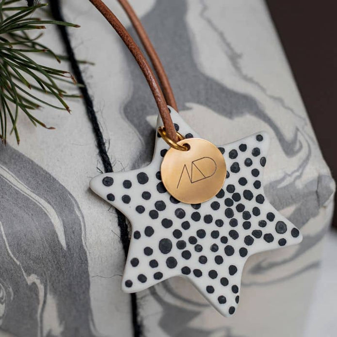 Weihnachtsbaumschmuck Star aus Porzellan 3er Set