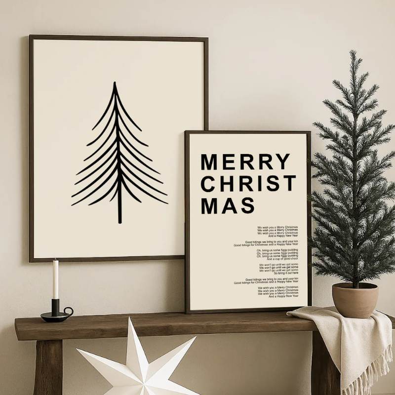Weihnachtsposter 'XMAS Tree' beige in 2 Größen