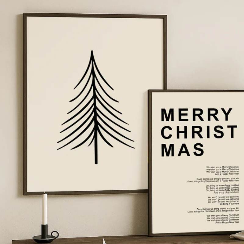 Weihnachtsposter 'XMAS Tree' beige in 2 Größen