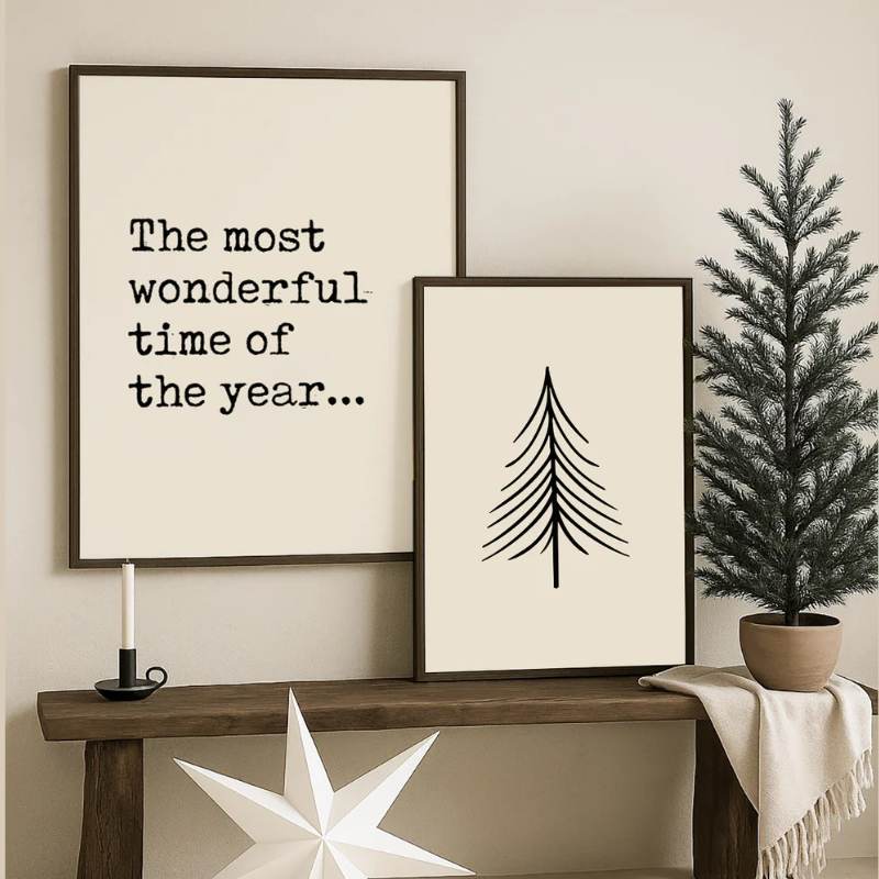 Weihnachtsposter 'XMAS Tree' beige in 2 Größen