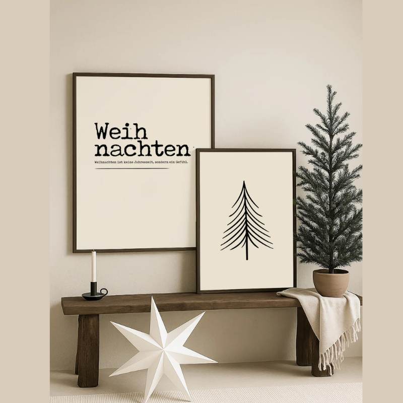 Weihnachtsposter 'XMAS Tree' beige in 2 Größen