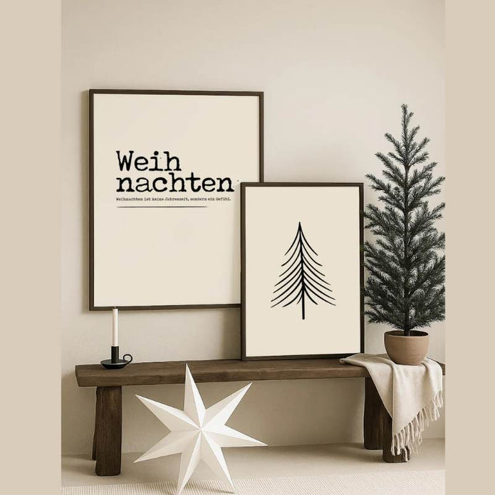 Weihnachtsposter 'XMAS Tree' beige in 2 Größen