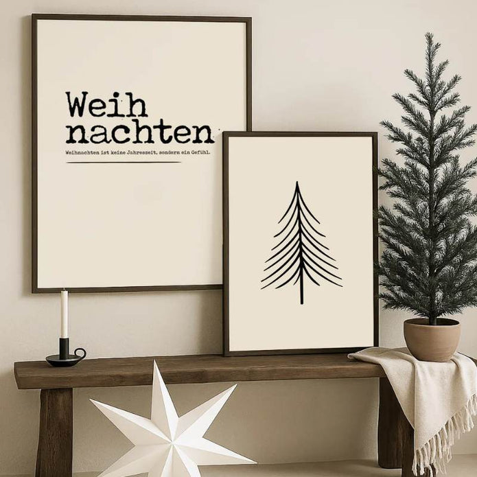 Weihnachtsposter 'XMAS Tree' beige in 2 Größen