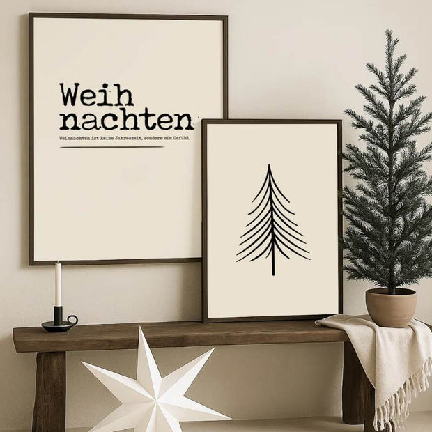 Weihnachtsposter 'XMAS Tree' beige in 2 Größen