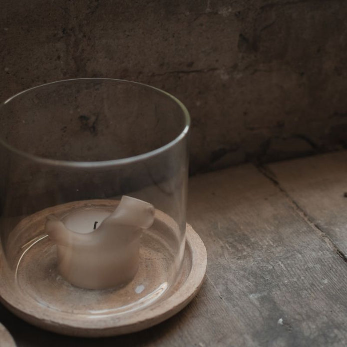 Windlicht Terra von DBKD, Kombination aus Terrakotta und Glas, Höhe ca. 15 cm 