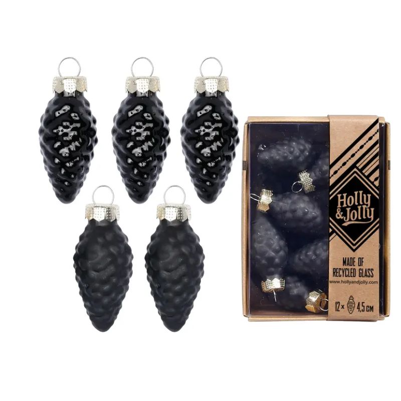 Zapfen schwarz 4,5 cm  für Herbst und Weihnachtsdeko geeignet