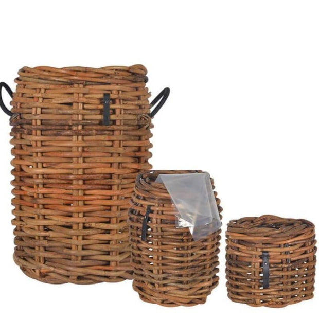 A2 Living Rattan Körbe rund 3er Set verschiedene Größen für drinnen und draußen