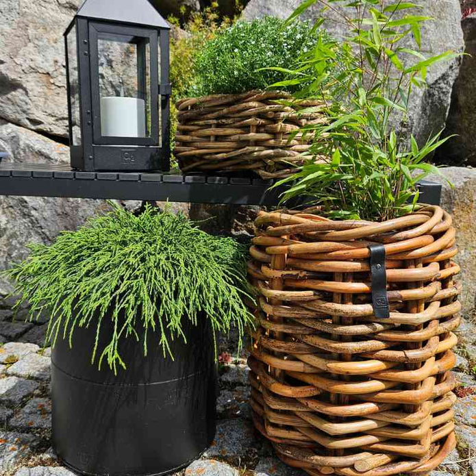 A2 Living Rattan Korb Mini rund Durchmesser 32 cm, Höhe 40 cm
