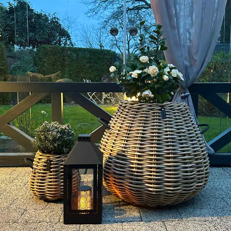 Rattankorb groß Pear Mega 60 x 70 cm in Birnenform aus Kubu-Rattan A2 Living