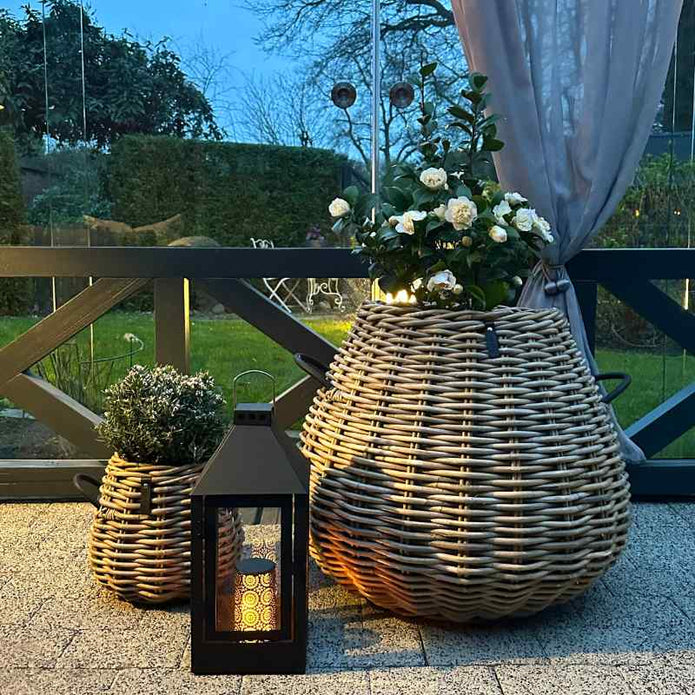Rattankorb groß Pear Mega 60 x 70 cm in Birnenform aus Kubu-Rattan A2 Living