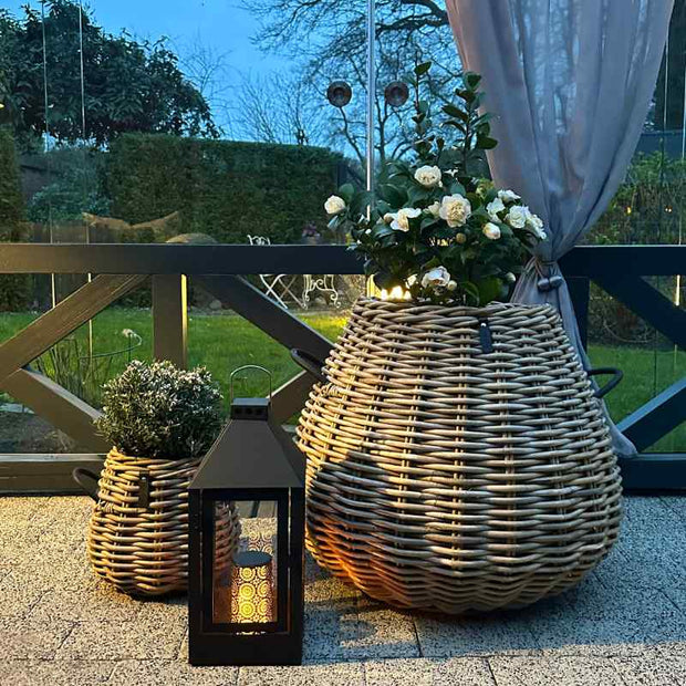 Rattankorb groß Pear Mega 60 x 70 cm in Birnenform aus Kubu-Rattan A2 Living