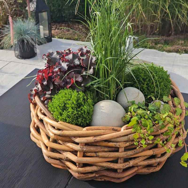 MONEmente Rattan Körbe – natürliche Pflanzaccessoires außen