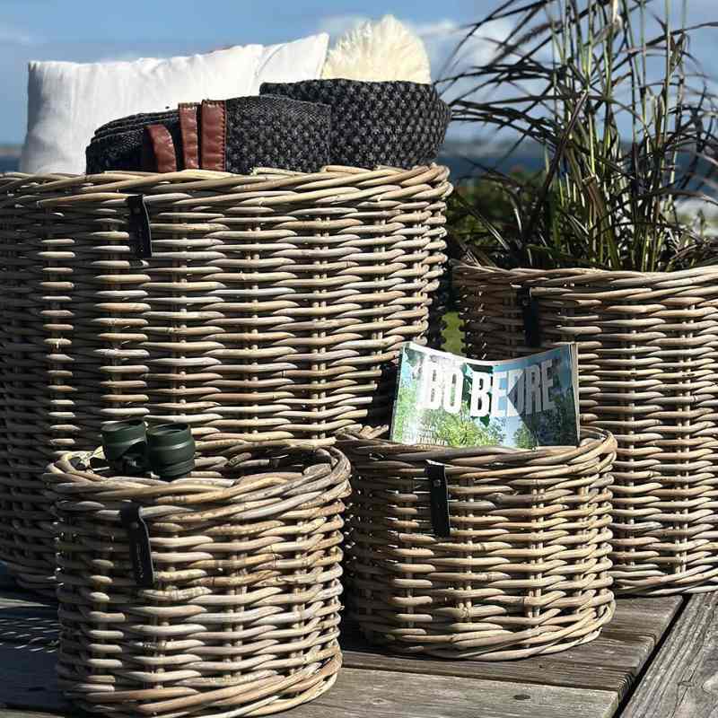 Kubu Rattan-Körbe rund in 3 Größen von A2 Living, für Indoor und Outdoor